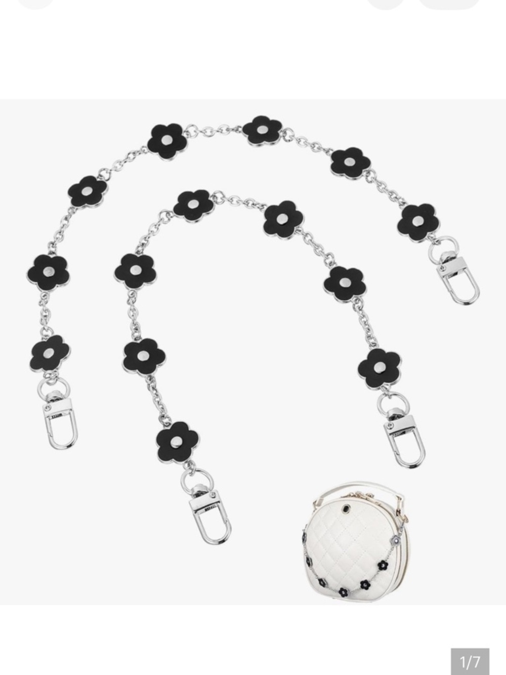 🆕 2PCS Bag Chains for Handbags, Purse Chain Black Flower Crossbody Chain Bag